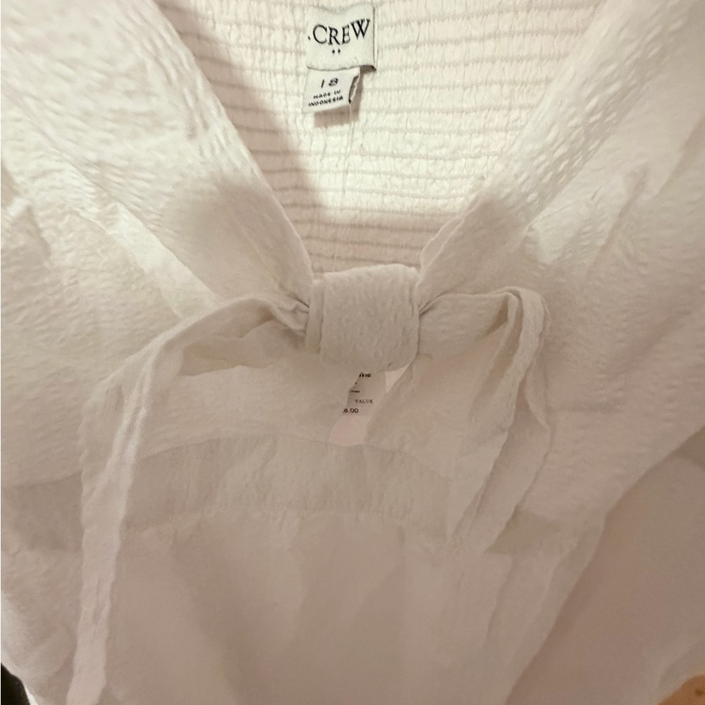 J. Crew Factory Women’s White Seersucker Tie Front Midi Dress NWT Size 18 - Picture 8 of 13